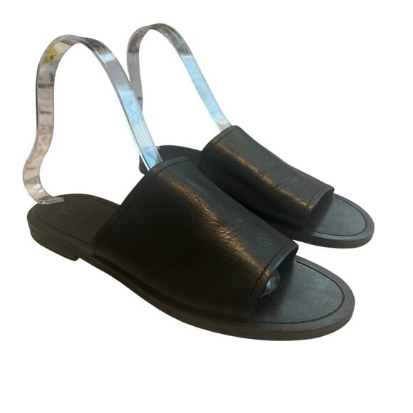 FRYE Black Leather Robin Open Toe Slide Sandals Size 6.5 - Picture 1 of 15